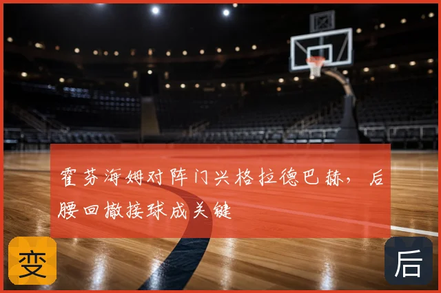 霍芬海姆对阵门兴格拉德巴赫，后腰回撤接球成关键